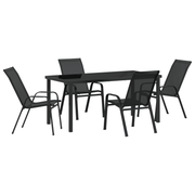 Garden dining set 5 pcs Black Powder-coated steel