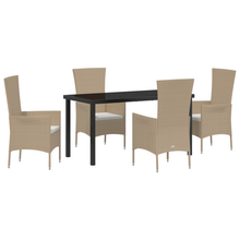 5-delige Tuinset met kussens poly rattan beige