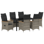 Garden dining set with cushion 7 pcs Grey poly rattan