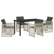 Tuinset poly rattan lichtgrijs 4 personen