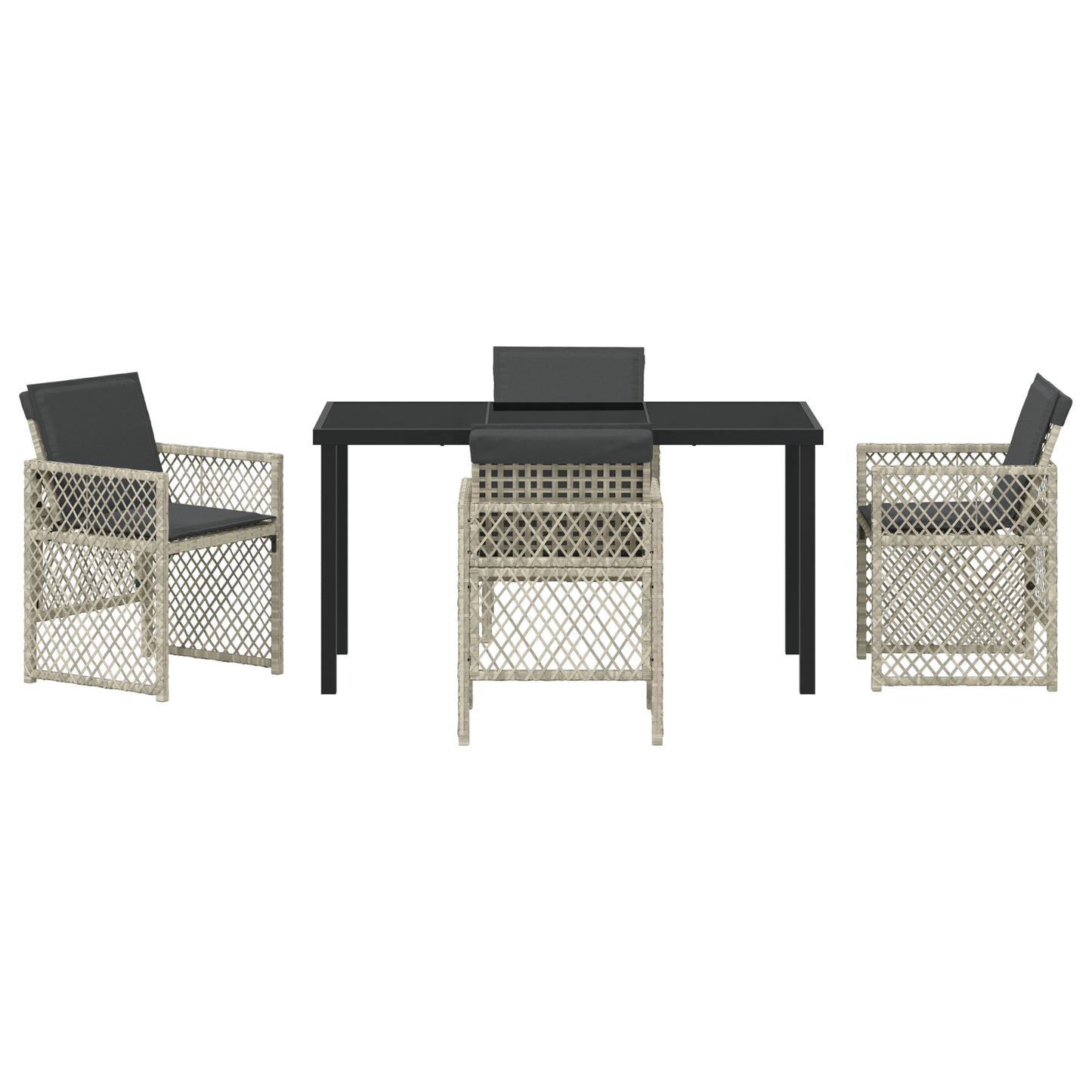 5-delige Tuinset met kussens poly rattan lichtgrijs