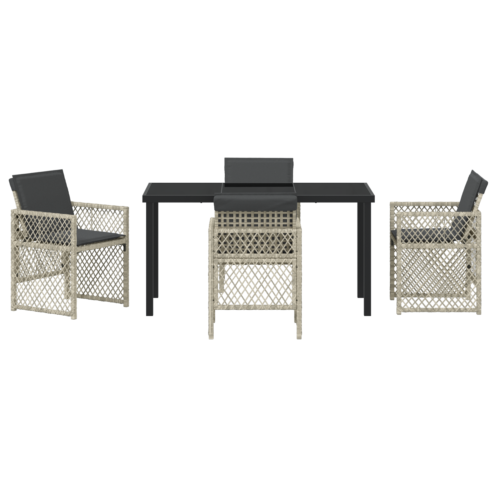 5-delige Tuinset met kussens poly rattan lichtgrijs