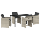 Tuinset poly rattan lichtgrijs 5-delig