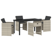 Tuinset poly rattan lichtgrijs 5-delig