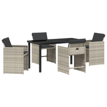 5-delige Tuinset met kussens poly rattan lichtgrijs