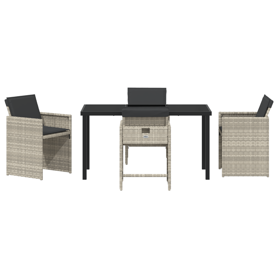 5-delige Tuinset met kussens poly rattan lichtgrijs