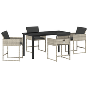 Garden dining set 5 pcs Light grey poly rattan