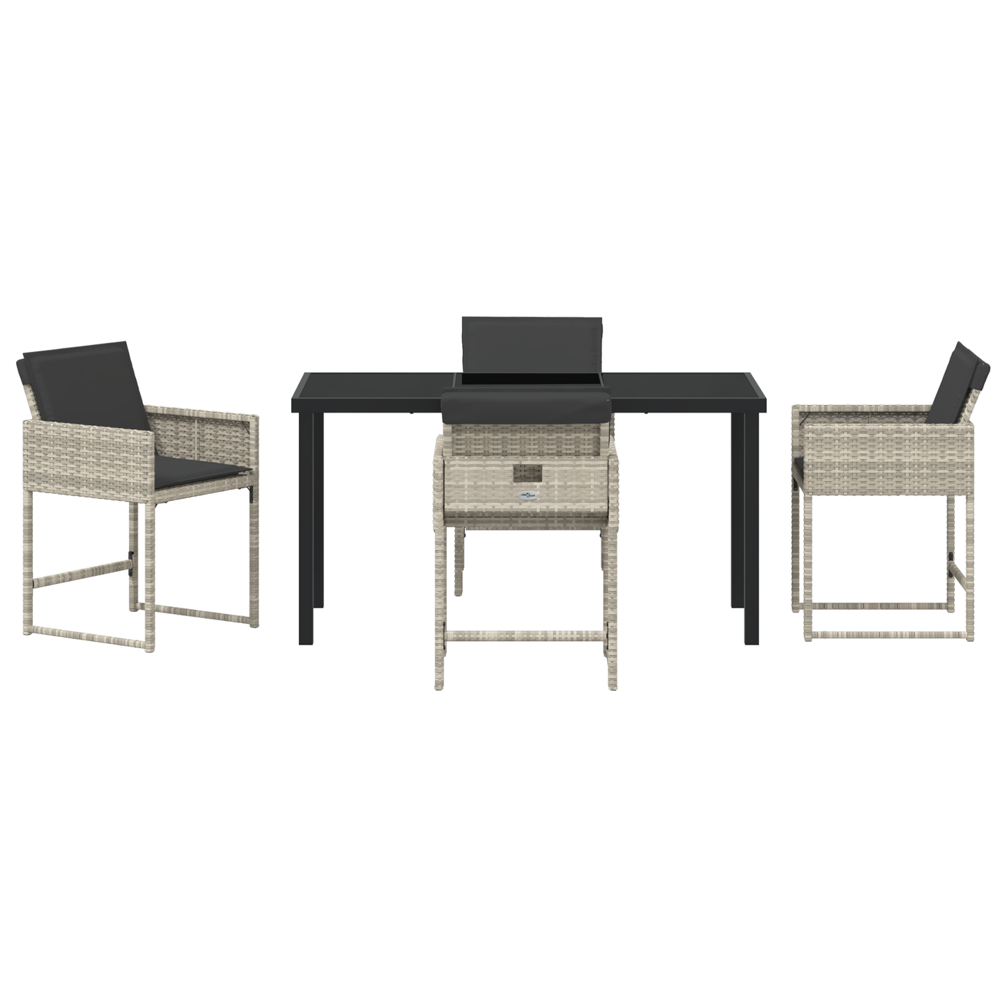 5-delige tuinset met kussens in lichtgrijs poly rattan