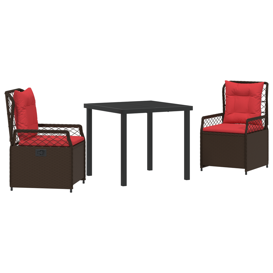 3-delige Tuin Eetset Bruin Poly Rattan