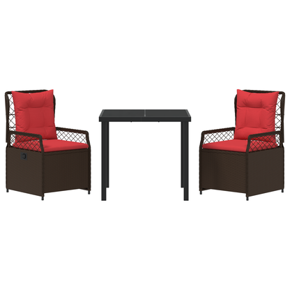 3-delige Tuin Eetset Bruin Poly Rattan