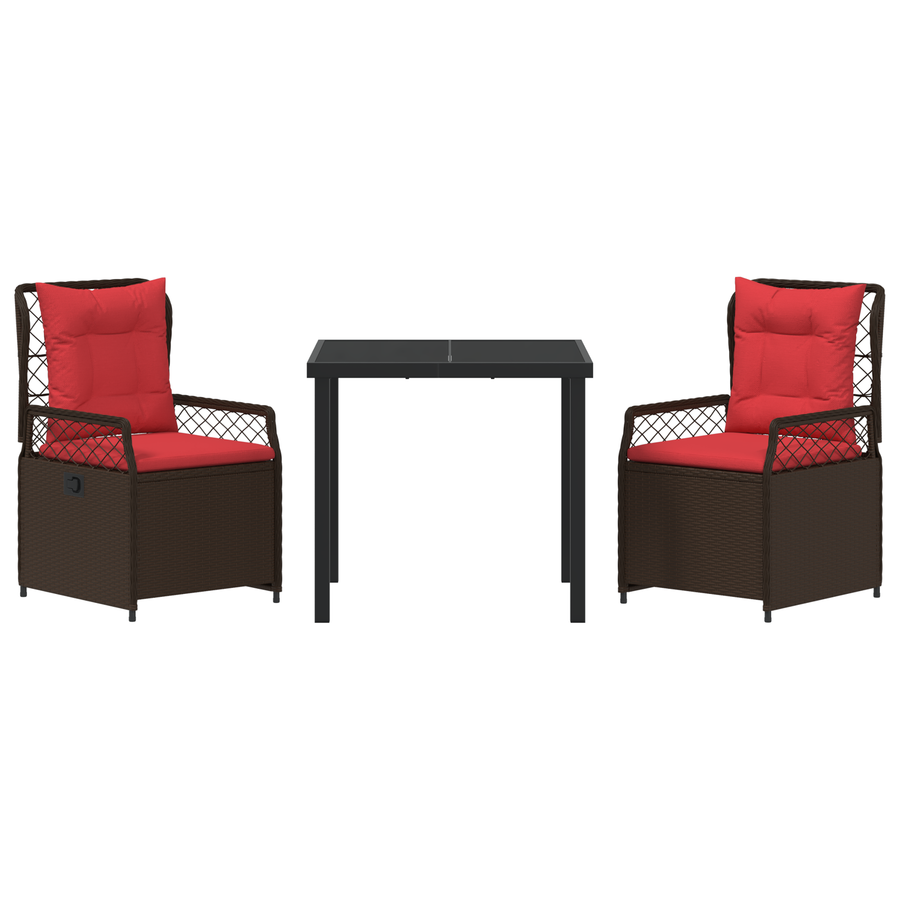 3-delige Tuin Eetset Bruin Poly Rattan