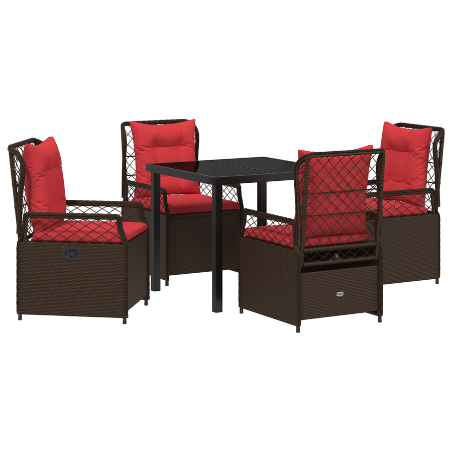 5-delige tuinset bruin poly rattan