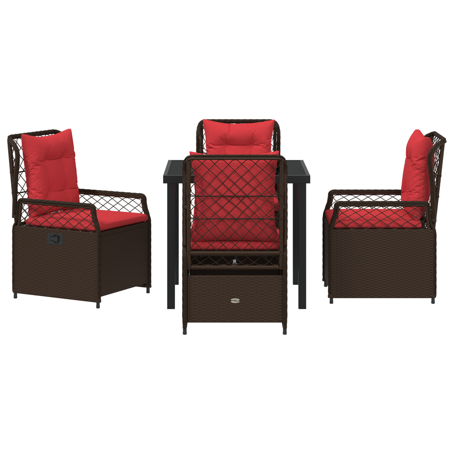 5-delige tuinset bruin poly rattan