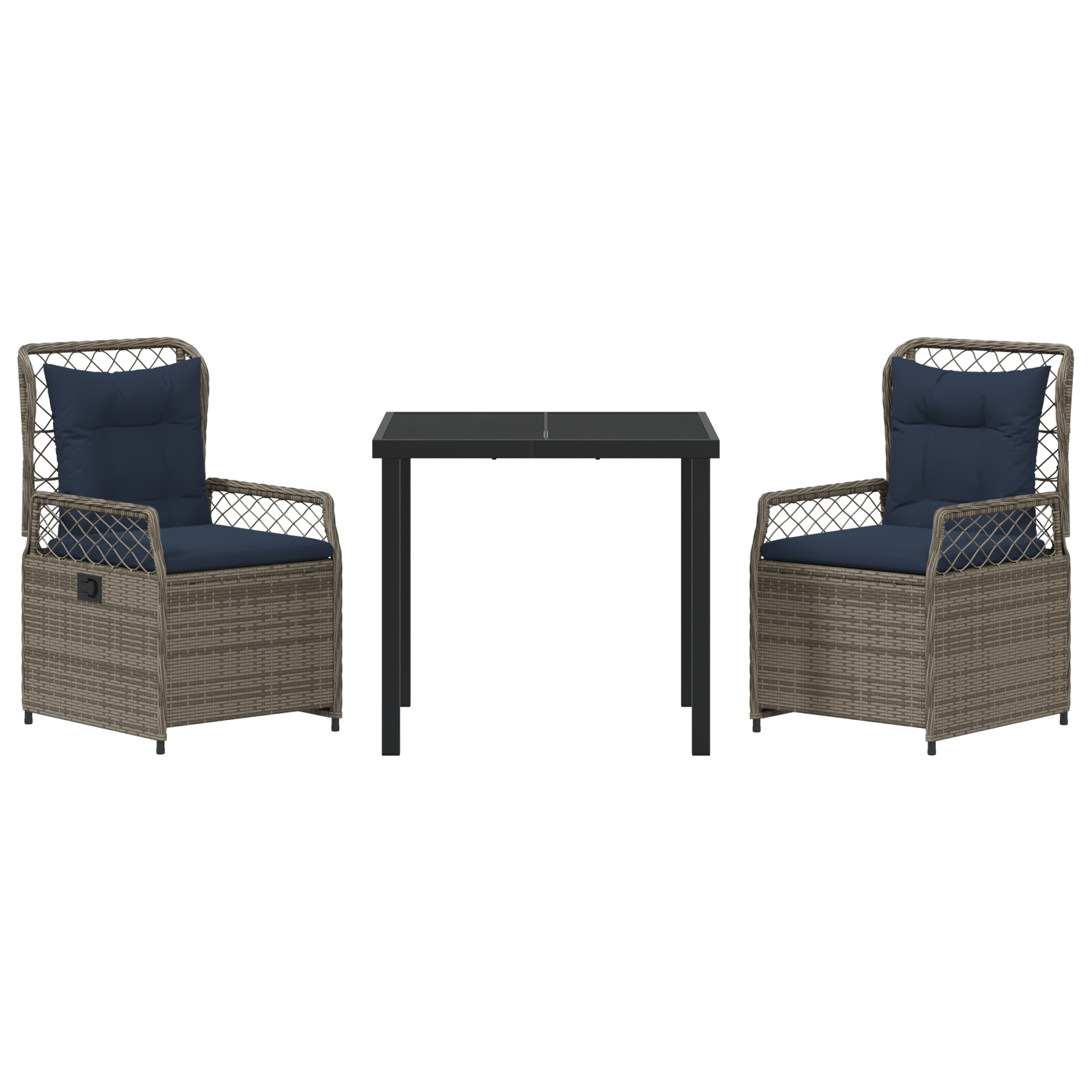 3-delige tuinset Grijs Poly Rattan