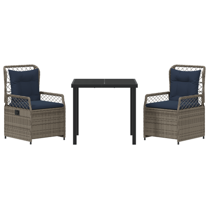 3-delige tuinset Grijs Poly Rattan