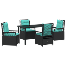 5-delige Tuin Eetset Zwart Poly Rattan