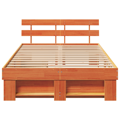 Bedframe met lades in wasbruin 140x190 cm van massief grenenhout