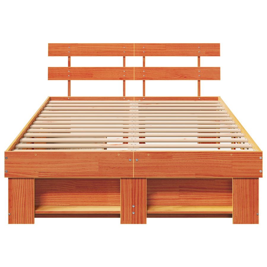 Bedframe met lades in wasbruin 140x190 cm van massief grenenhout