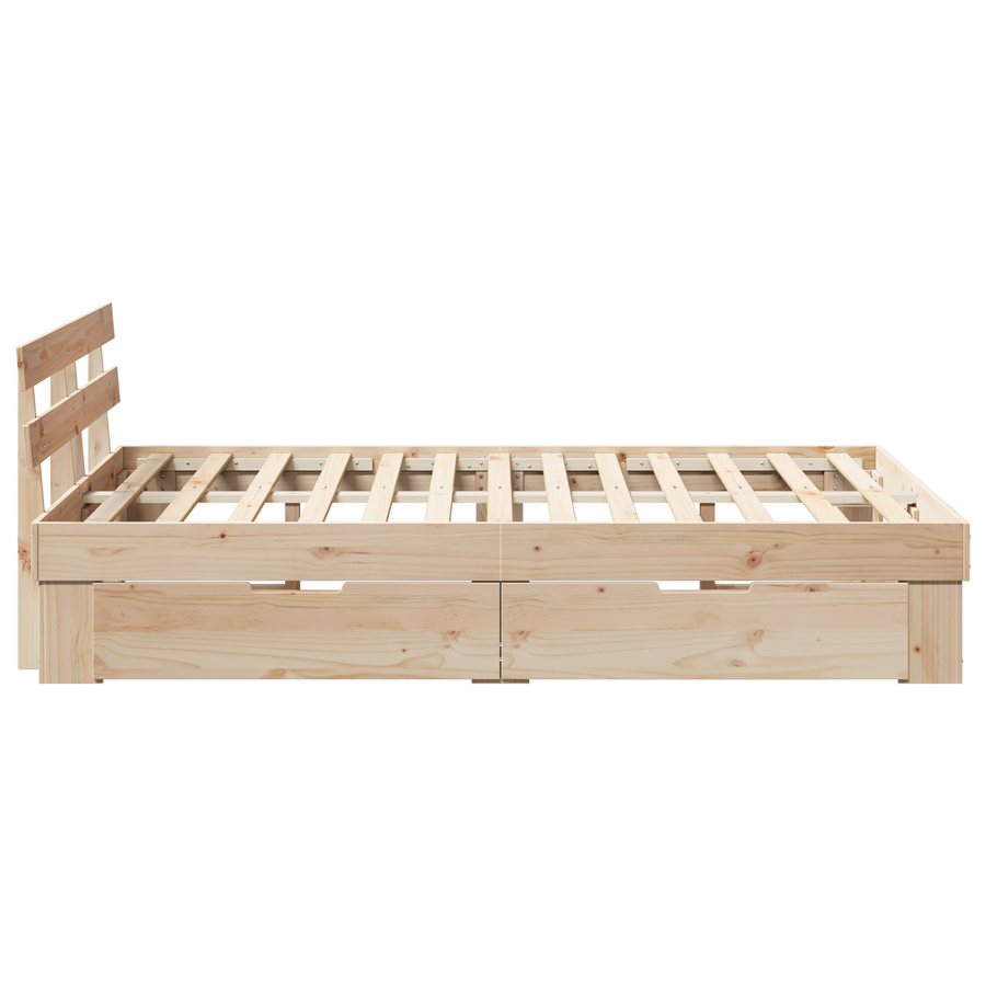 Bedframe met lades 135x190 cm van massief grenenhout