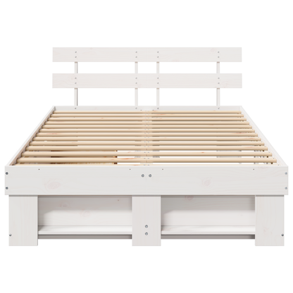 Bedframe met Lade Wit 120x190 cm Massief Grenenhout
