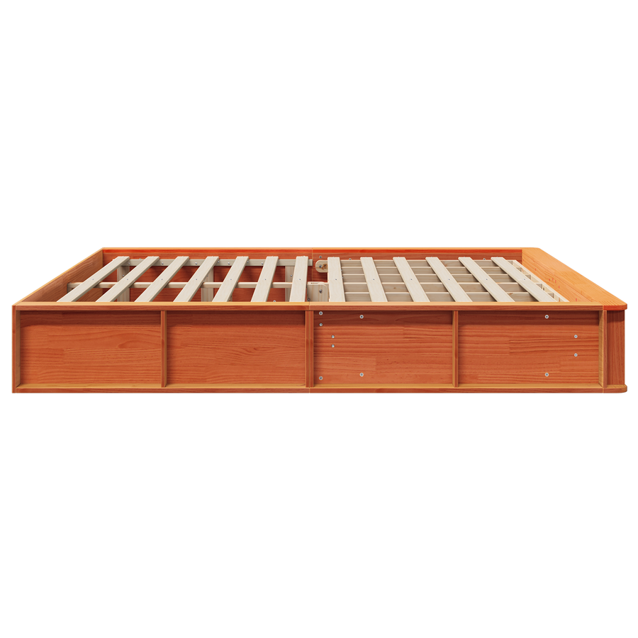 Bedframe met opbergruimte wax bruin 180x200 cm massief vurenhout