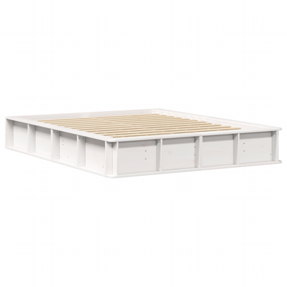 Bedframe met Opklapbare Opslag Wit 160x200 cm Massief Vurenhout