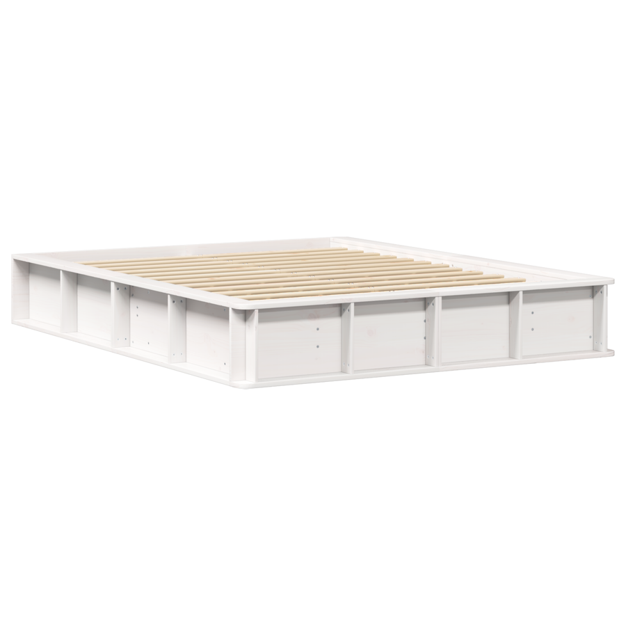 Bedframe met Opklapbare Opslag Wit 160x200 cm Massief Vurenhout