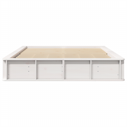 Bedframe met Opklapbare Opslag Wit 160x200 cm Massief Vurenhout