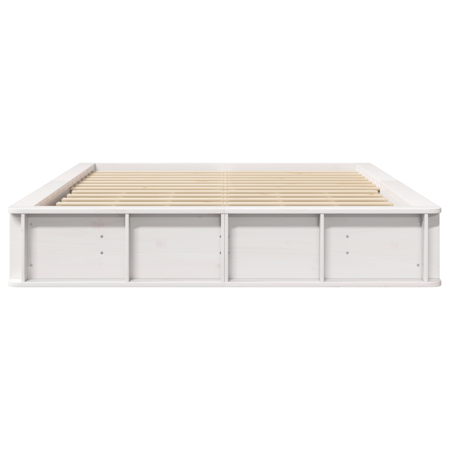 Bedframe met Opklapbare Opslag Wit 160x200 cm Massief Vurenhout