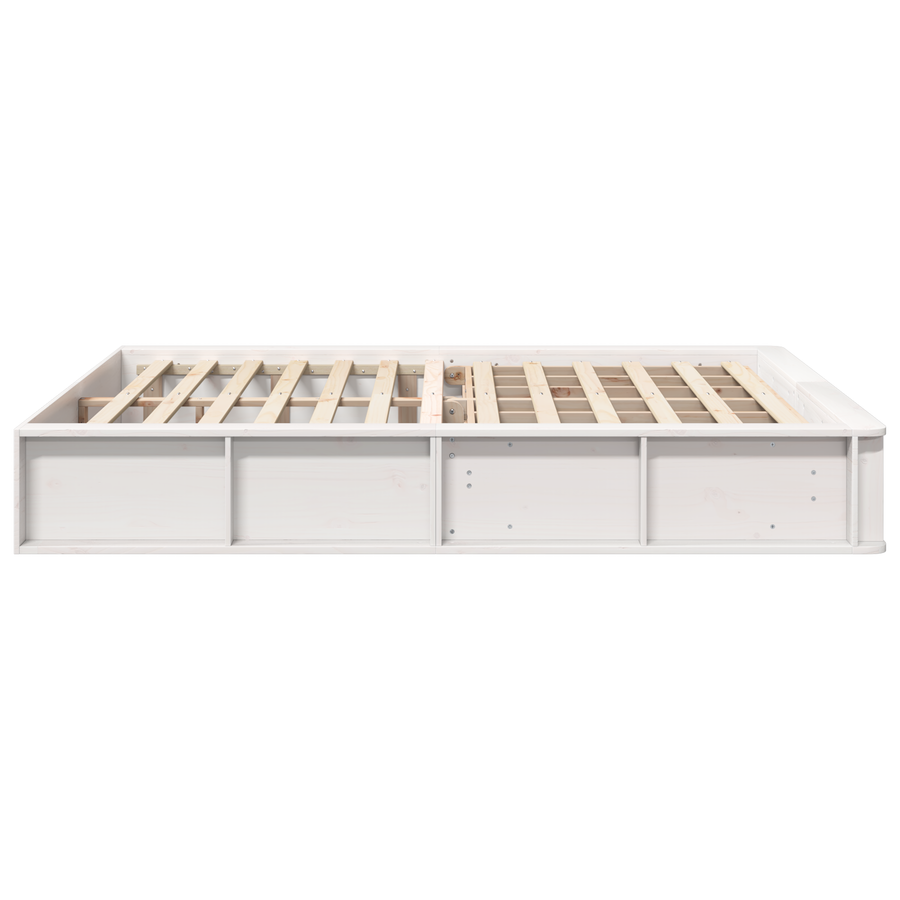 Bedframe met Opklapbare Opslag Wit 160x200 cm Massief Vurenhout