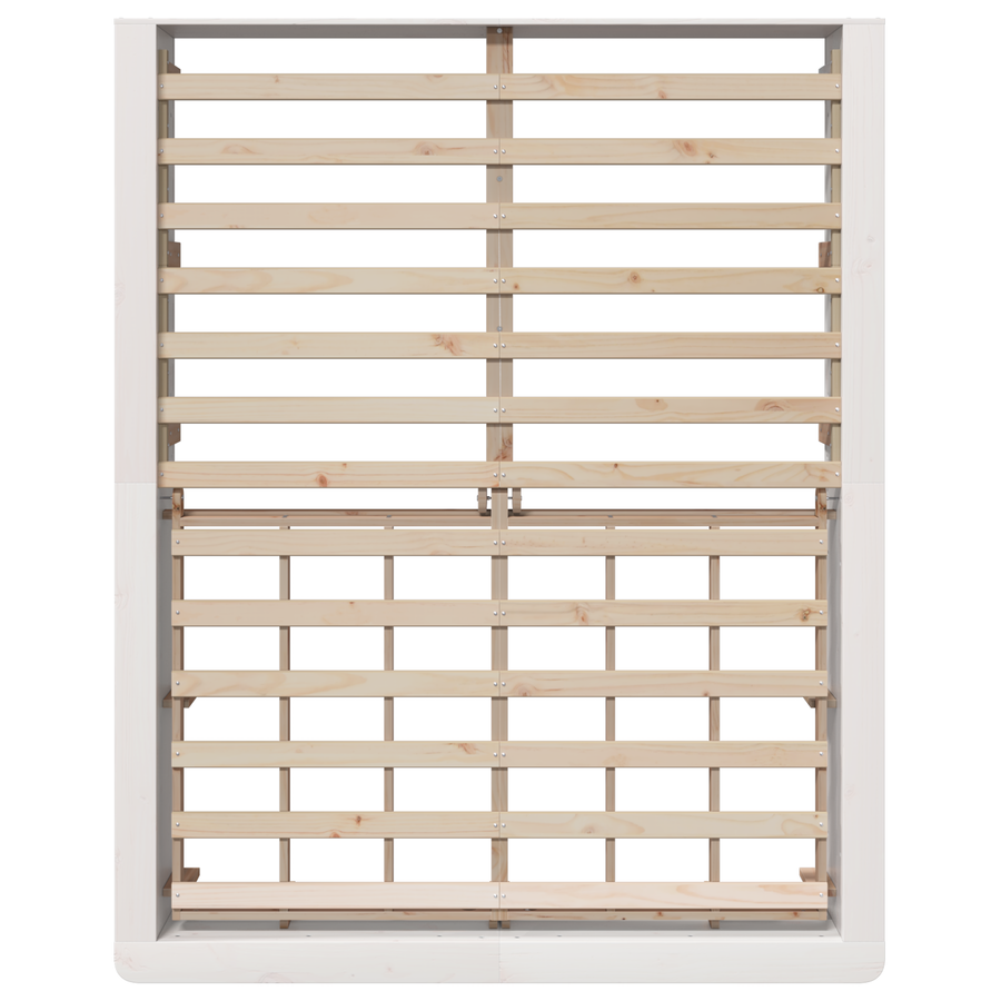 Bedframe met Opklapbare Opslag Wit 160x200 cm Massief Vurenhout