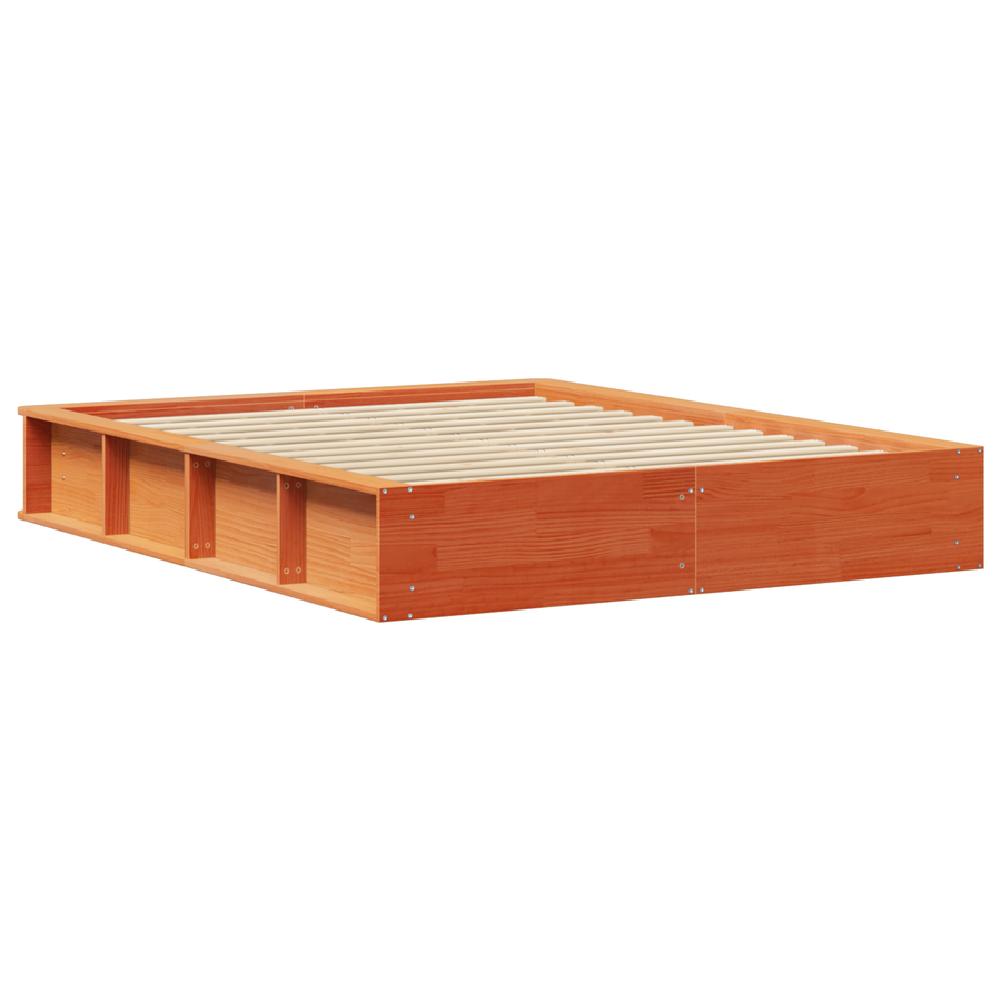 Bedframe met Opbergruimte, Wax Bruin, 160x200 cm, Massief Hout, Den