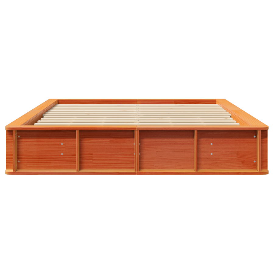 Bedframe met Opbergruimte, Wax Bruin, 160x200 cm, Massief Hout, Den
