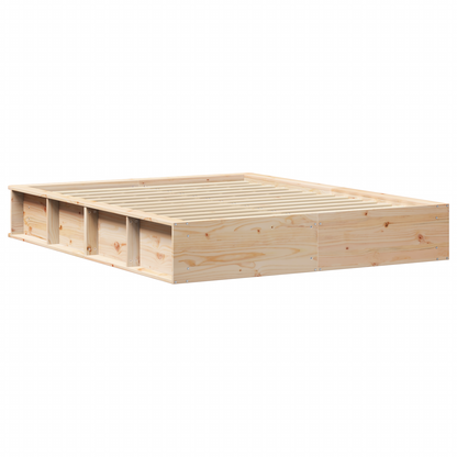 Bedframe met Opbergruimte 150x200 cm Massief Vurenhout
