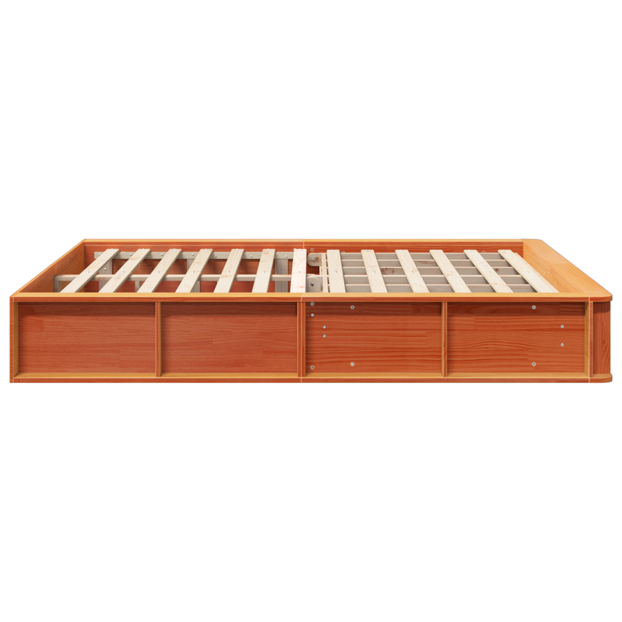 Bedframe met Opbergruimte Wax Bruin 150x200 cm Massief Hout Vuren