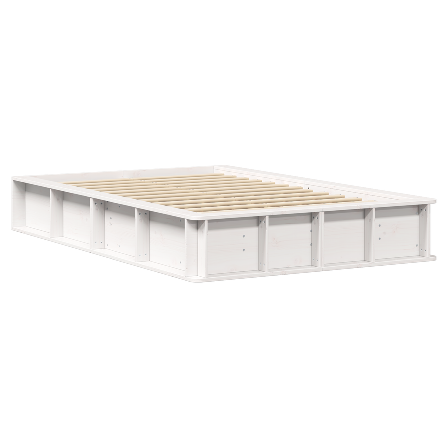 Bedframe met opbergfunctie Wit 140x200 cm Massief hout van Pinus
