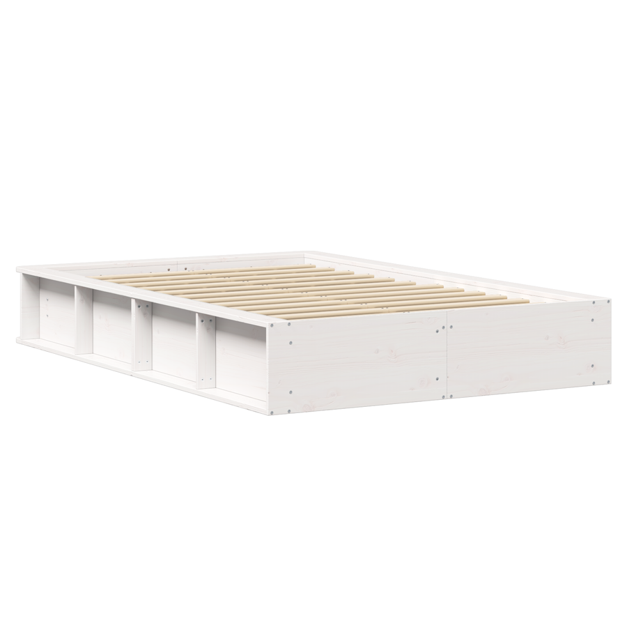 Bedframe met opbergfunctie Wit 140x200 cm Massief hout van Pinus