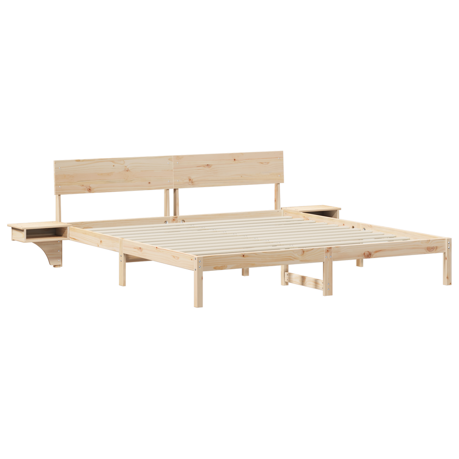 Bedframe met hoofdeinde Bruin 200 x 200 cm Massief grenenhout