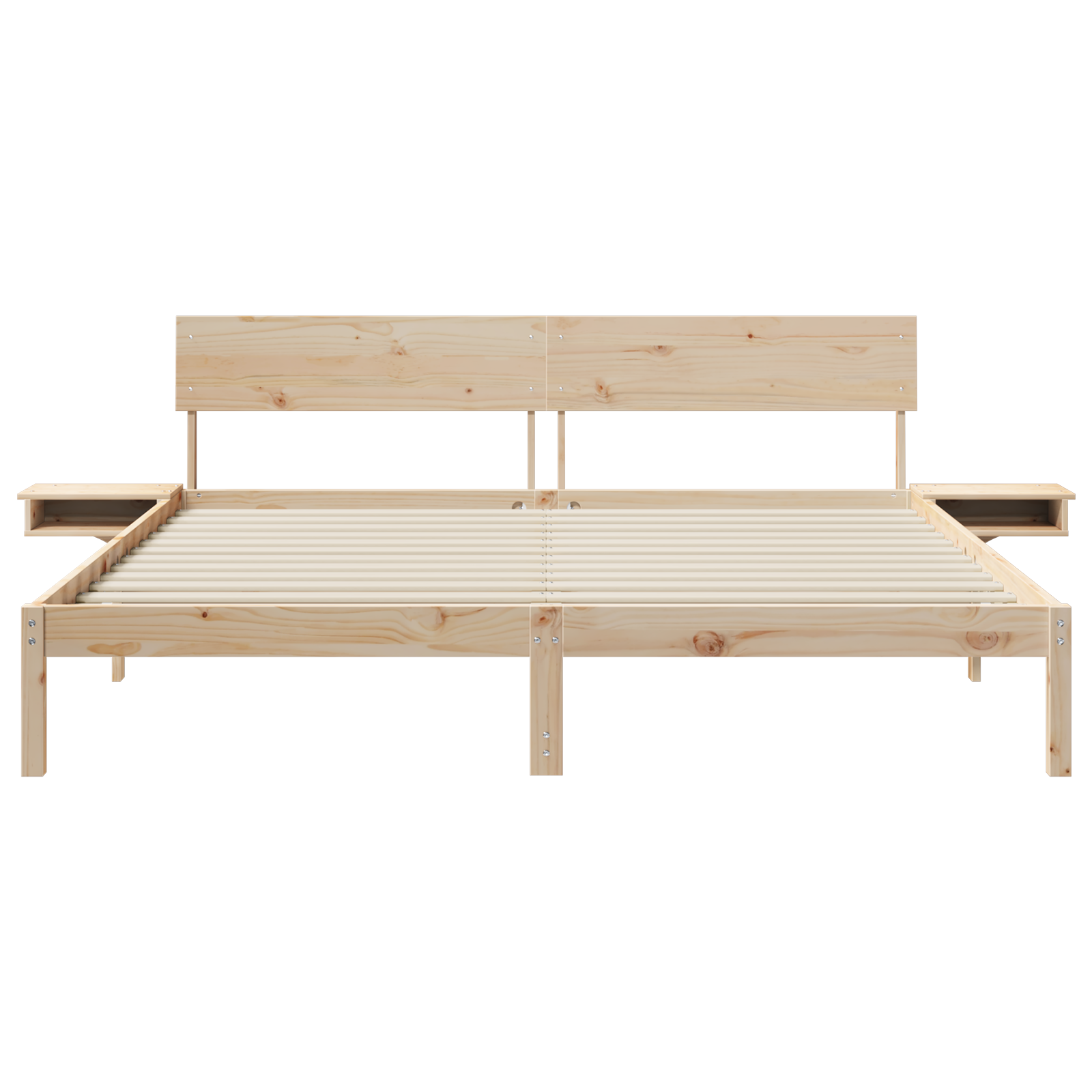 Bedframe met hoofdeinde Bruin 200 x 200 cm Massief grenenhout