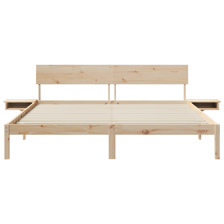 Bedframe met hoofdeinde Bruin 200 x 200 cm Massief grenenhout