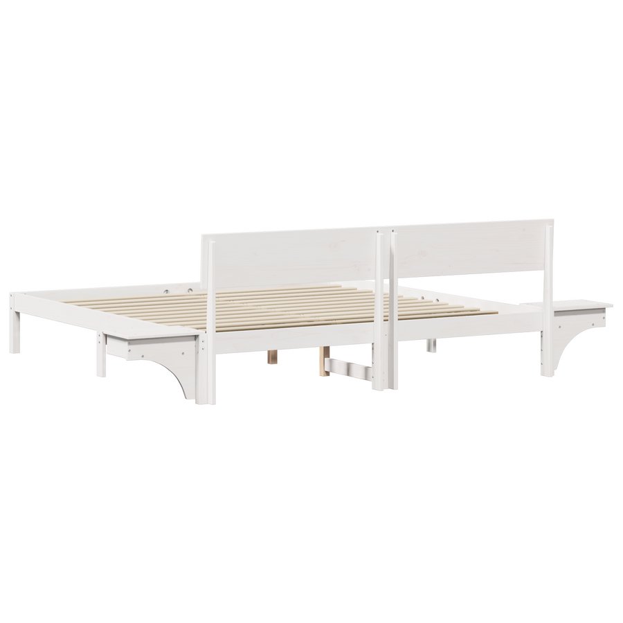 Bedframe met hoofdeinde Wit 200 x 200 cm Massief grenenhout