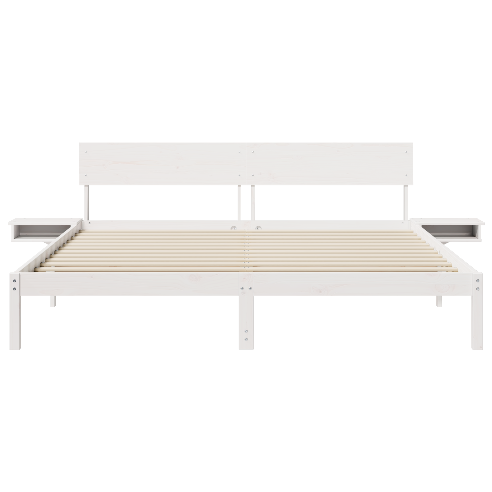 Bedframe met hoofdeinde Wit 200 x 200 cm Massief grenenhout