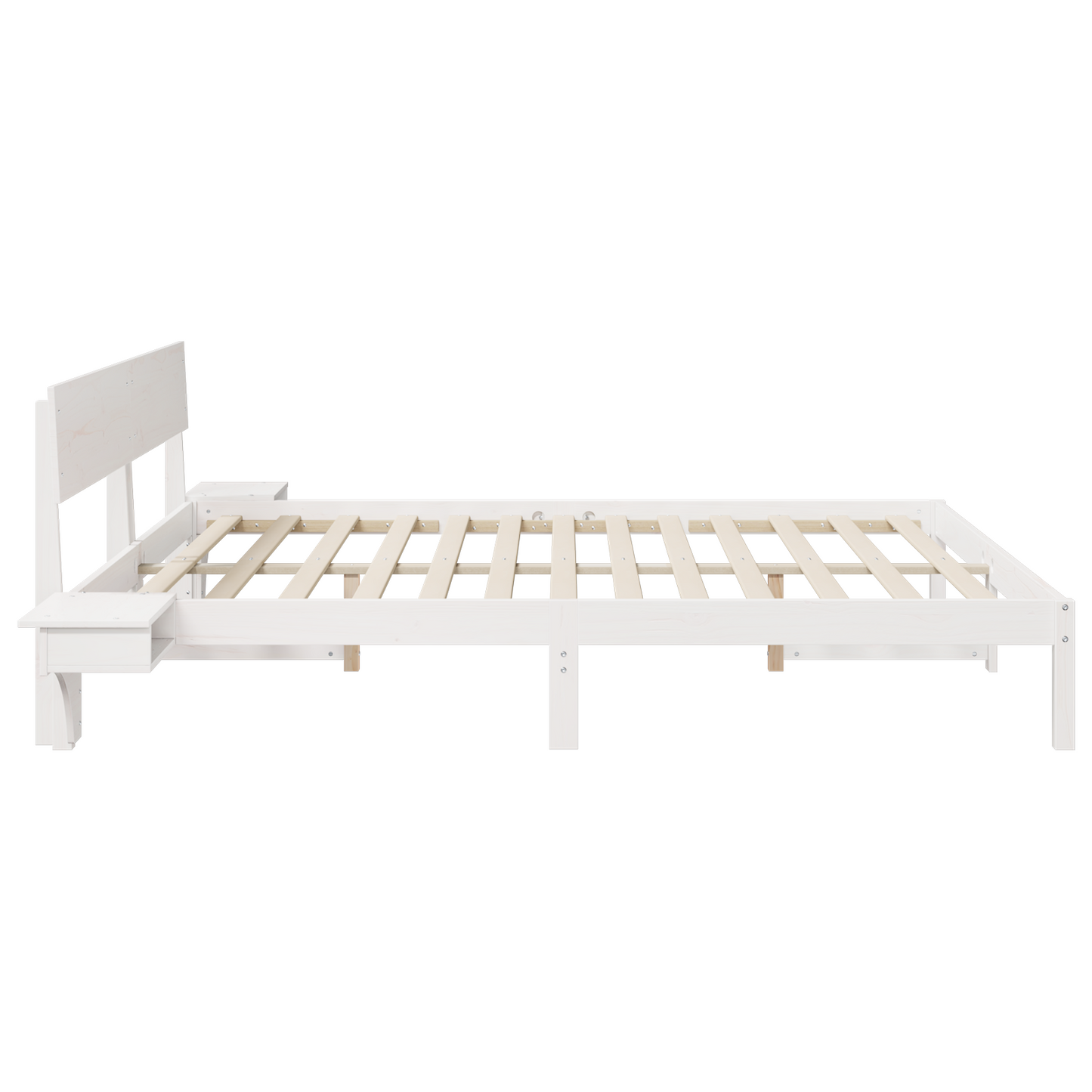 Bedframe met hoofdeinde Wit 200 x 200 cm Massief grenenhout