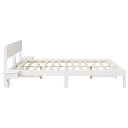 Bedframe met hoofdeinde Wit 200 x 200 cm Massief grenenhout