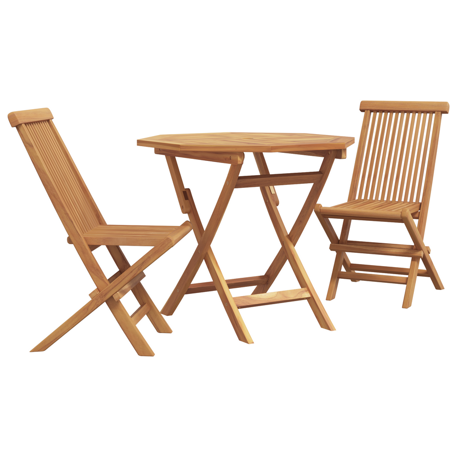 3-delige vouwbare bistro set massief hout teakhout