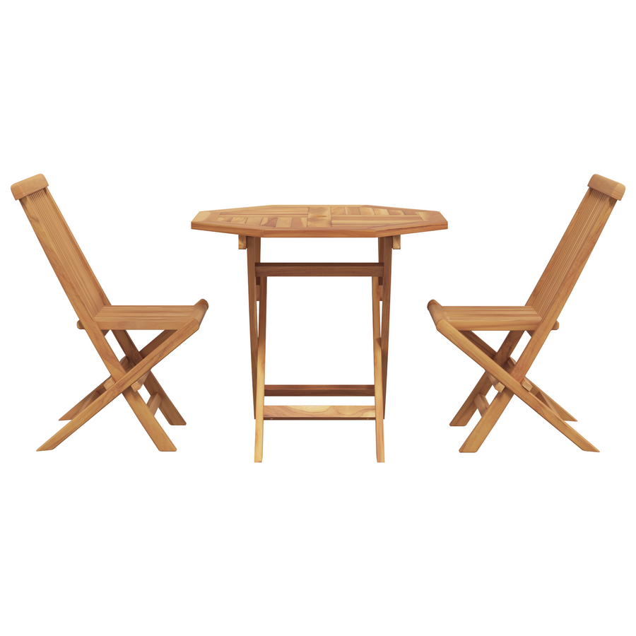 3-delige vouwbare bistro set massief hout teakhout