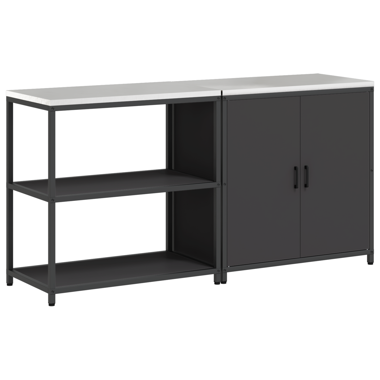 Keukenopslag set 2 pcs Zwart 150 x 50 x 92 cm Koudgewalst staal