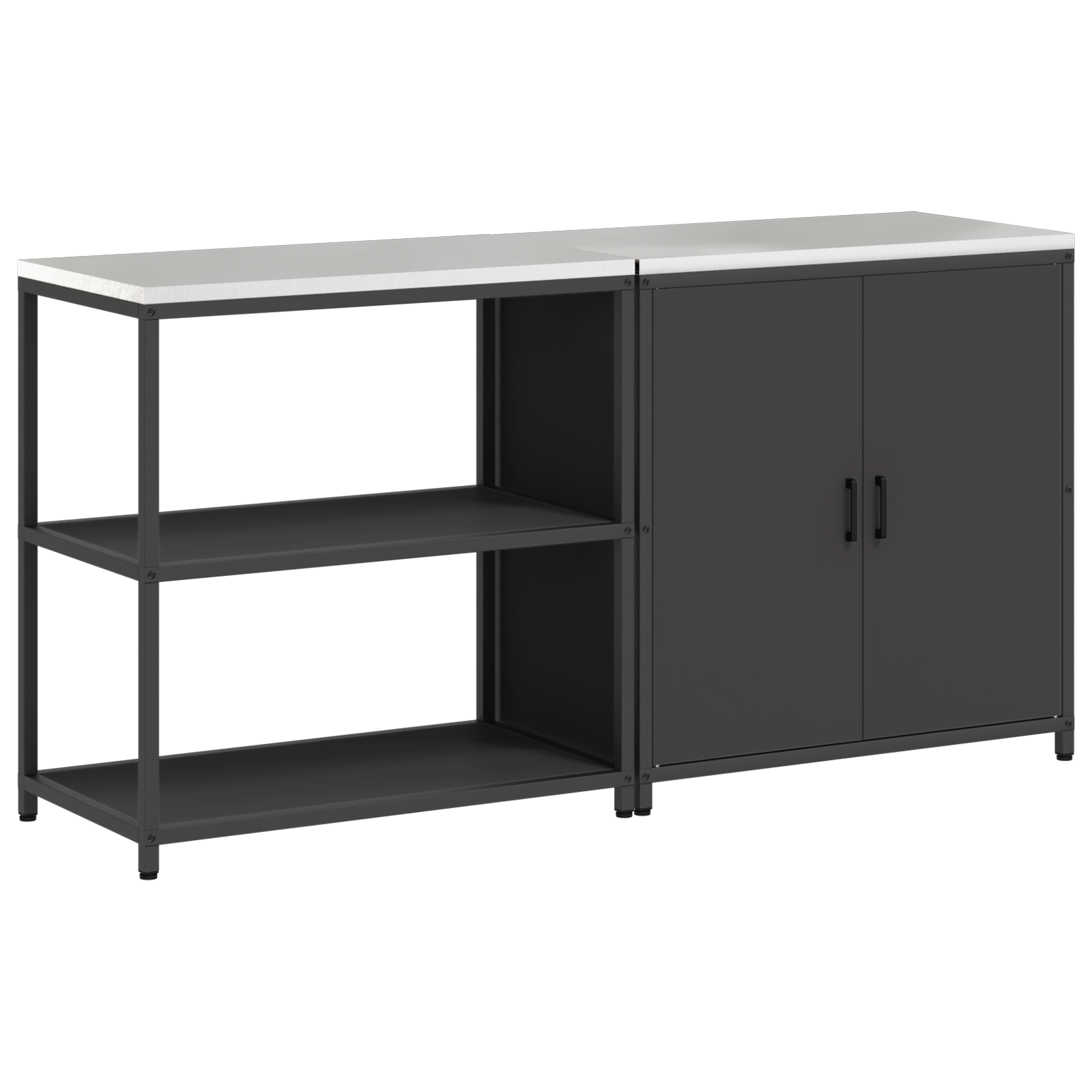 Keukenopslag set 2 pcs Zwart 150 x 50 x 92 cm Koudgewalst staal