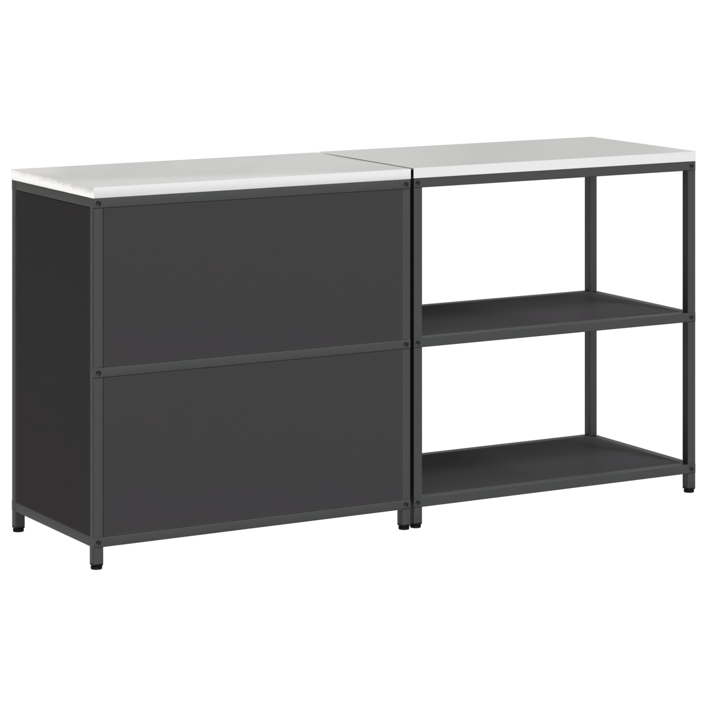 Keukenopslag set 2 pcs Zwart 150 x 50 x 92 cm Koudgewalst staal
