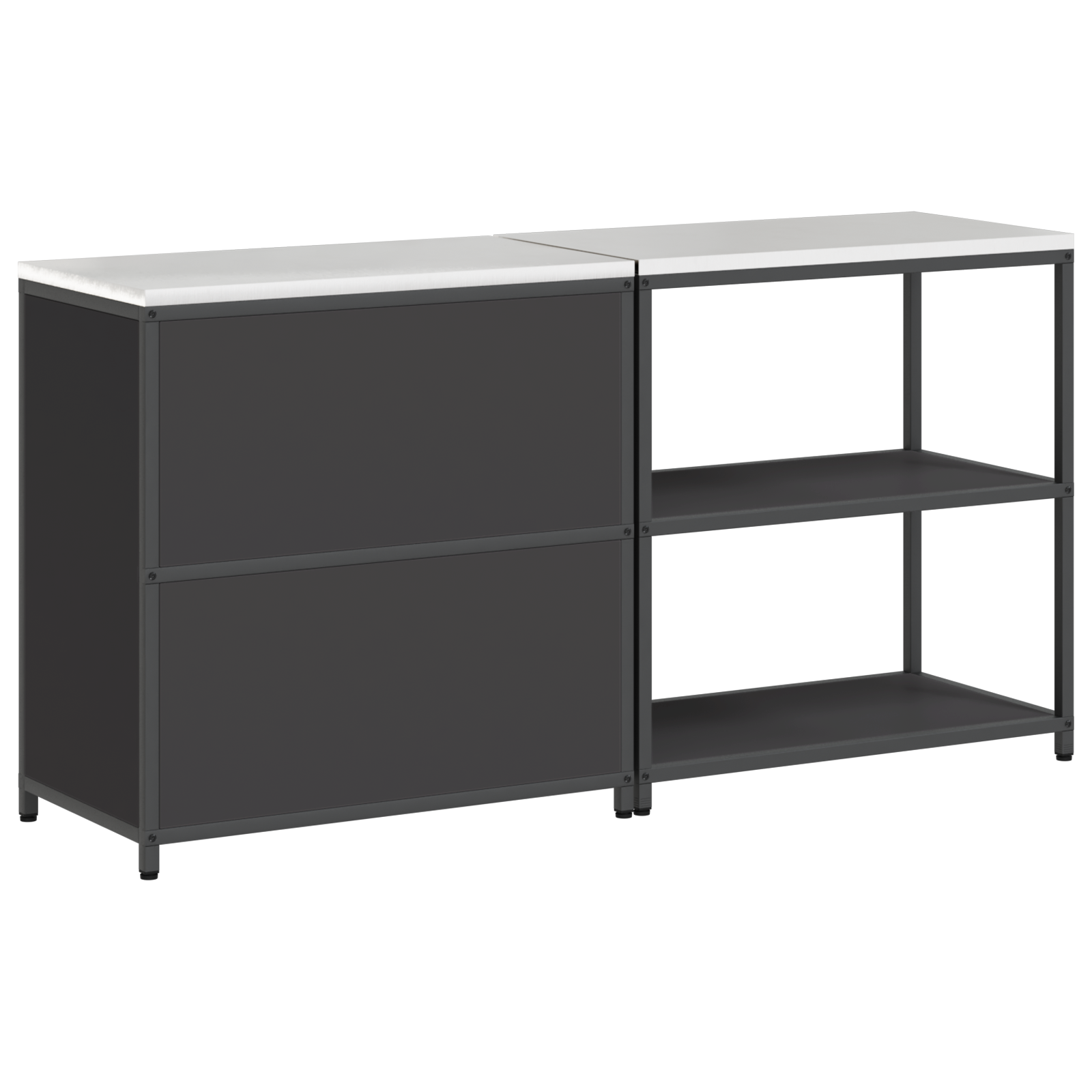 Keukenopslag set 2 pcs Zwart 150 x 50 x 92 cm Koudgewalst staal